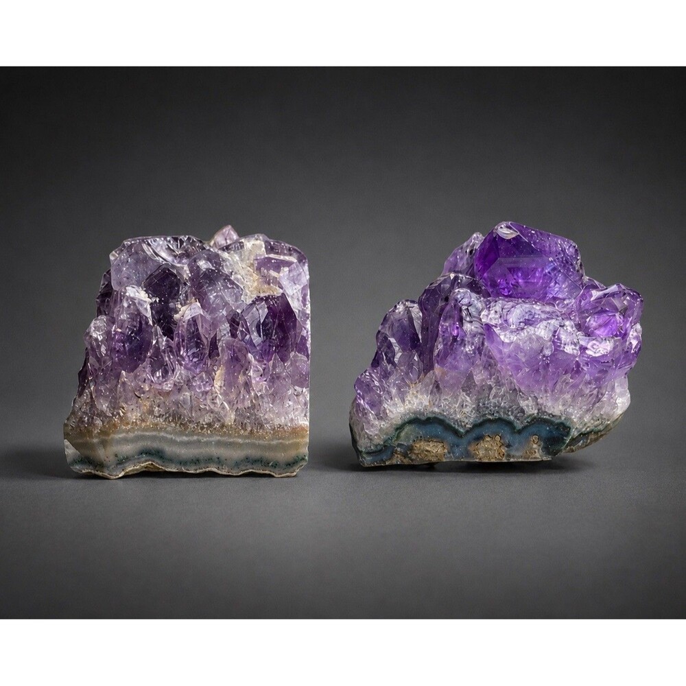 Natural Amethyst Crystal Cluster Pair 114g Raw Druzy Quartz Specimen Purple Geod